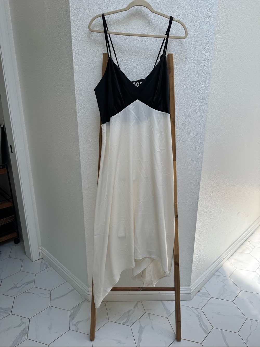 Eloquii Black & Cream Satin Bodice Slip Dress - Picture 2 of 7